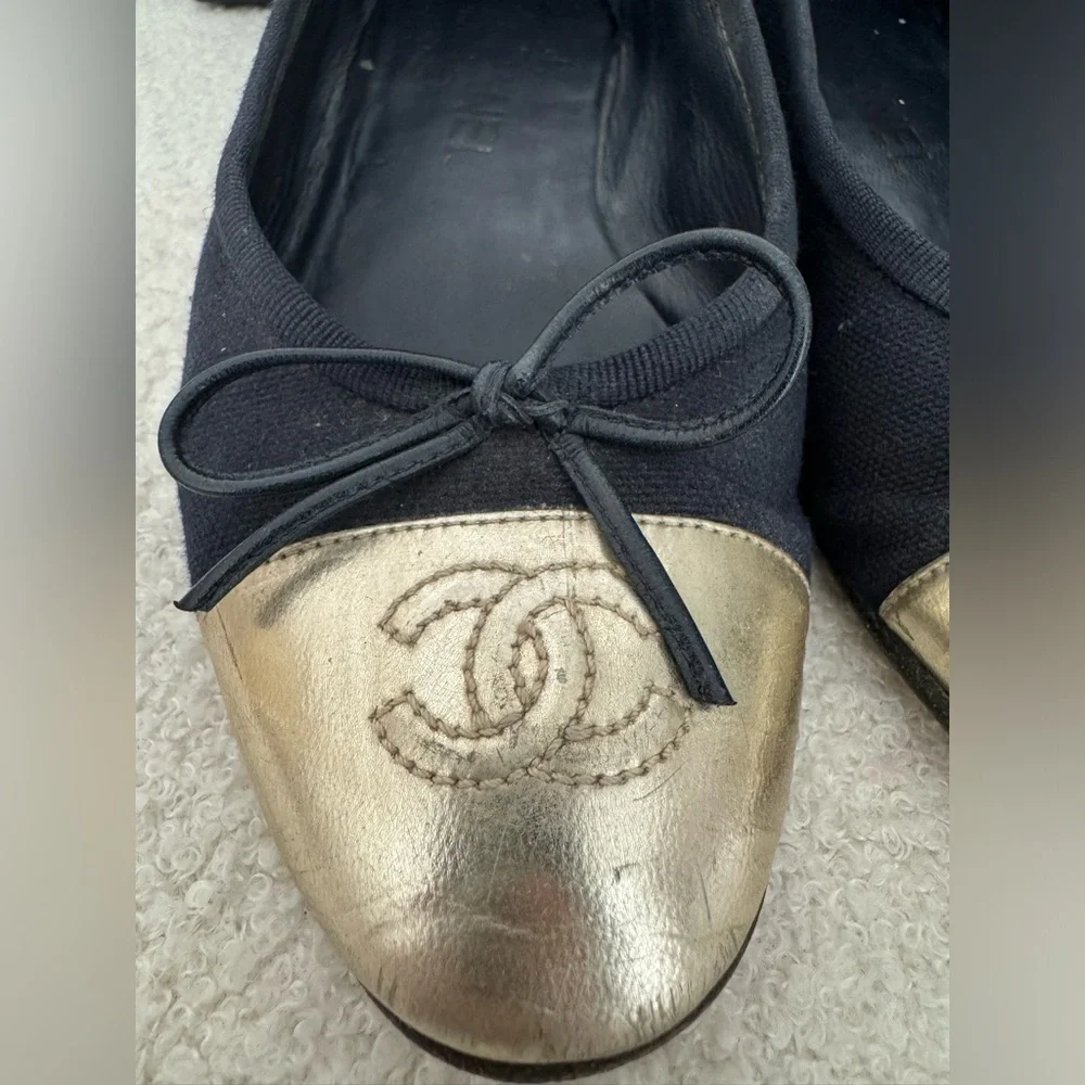 Chanel Navy Blue Flats